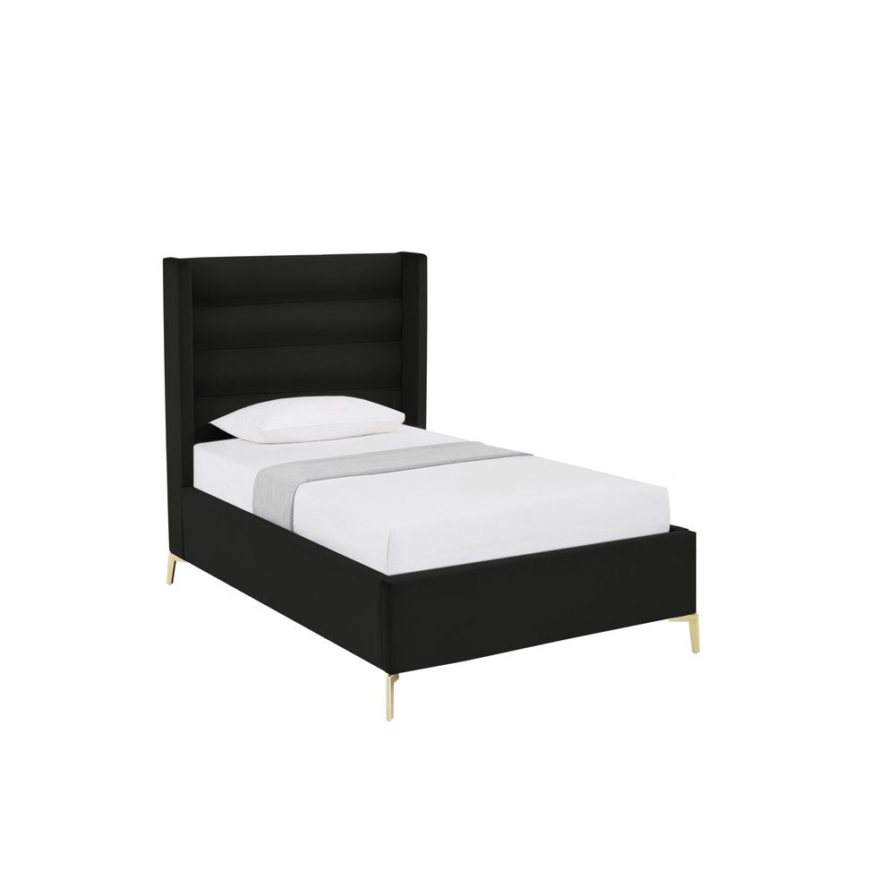 Black Velvet Upholstered King Bed Frame HomeRoots