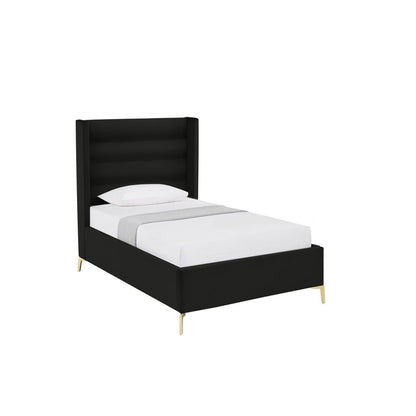 Black Velvet Upholstered King Bed Frame HomeRoots