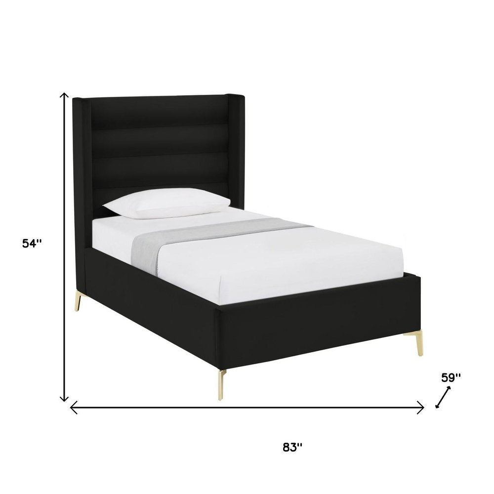 Black Velvet Upholstered King Bed Frame — view 25