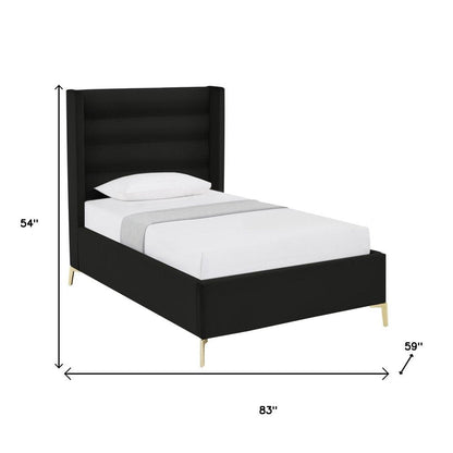 Black Velvet Upholstered King Bed Frame HomeRoots