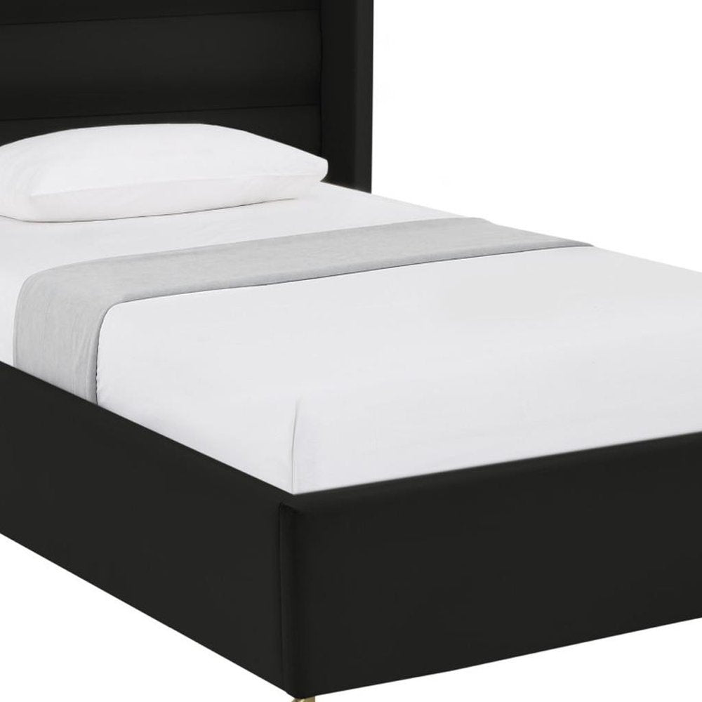 Black Velvet Upholstered King Bed Frame HomeRoots