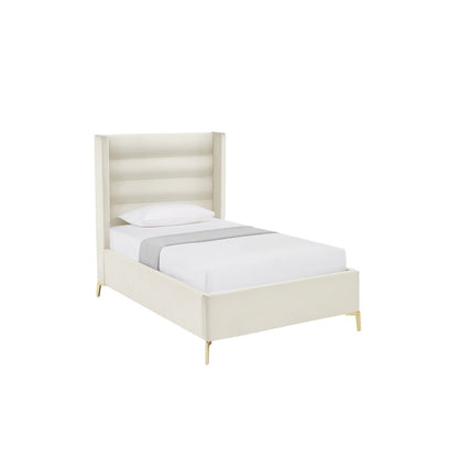 Cream Velvet Upholstered Queen Bed Frame HomeRoots