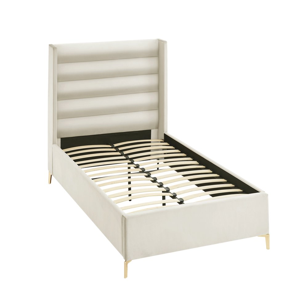 Cream Velvet Upholstered Queen Bed Frame HomeRoots