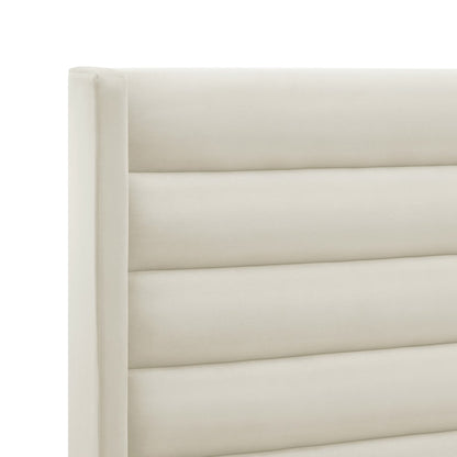 Cream Velvet Upholstered Queen Bed Frame HomeRoots