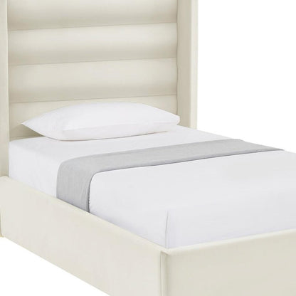 Cream Velvet Upholstered Queen Bed Frame HomeRoots