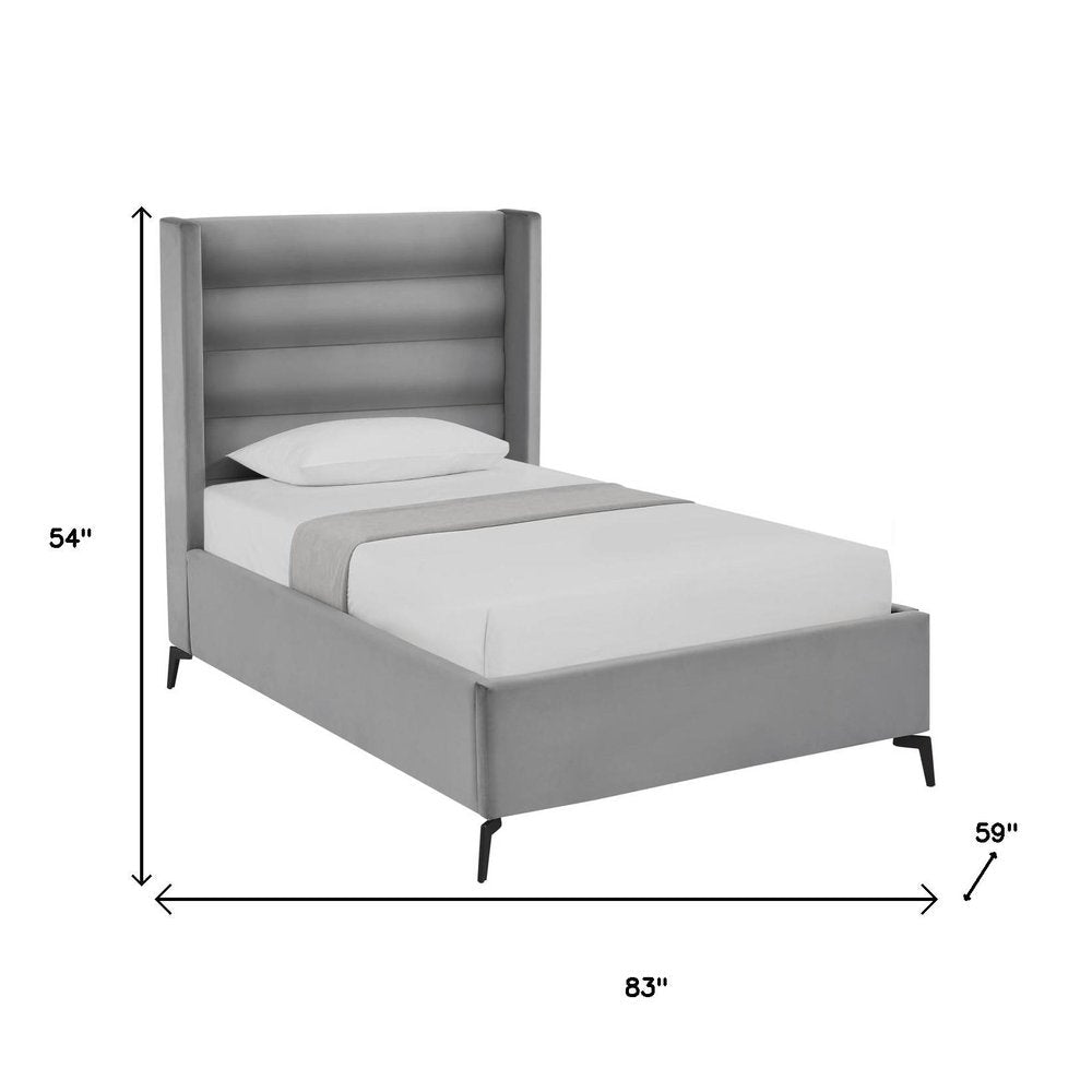 Light Gray Velvet Upholstered King Bed Frame HomeRoots