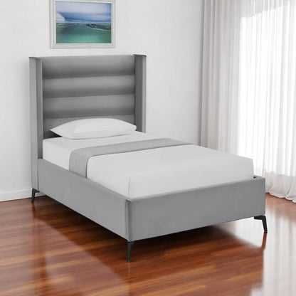 Light Gray Velvet Upholstered King Bed Frame HomeRoots