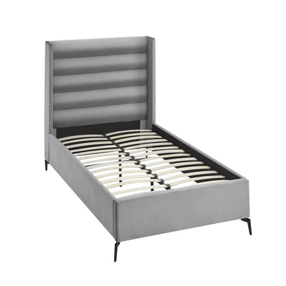 Light Gray Velvet Upholstered King Bed Frame HomeRoots