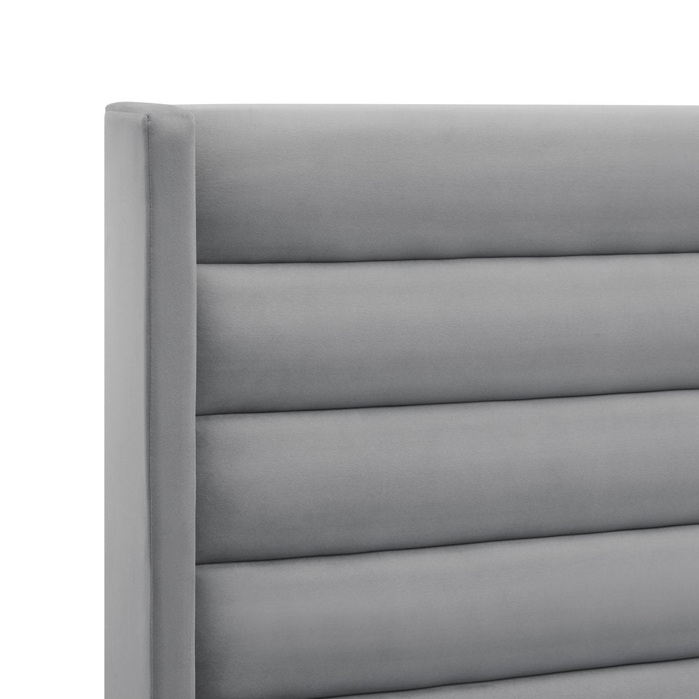 Light Gray Velvet Upholstered King Bed Frame HomeRoots