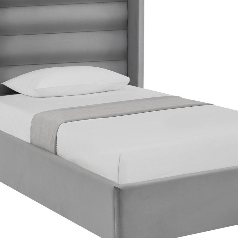 Light Gray Velvet Upholstered King Bed Frame — view 15