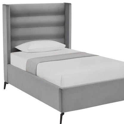 Light Gray Velvet Upholstered King Bed Frame HomeRoots