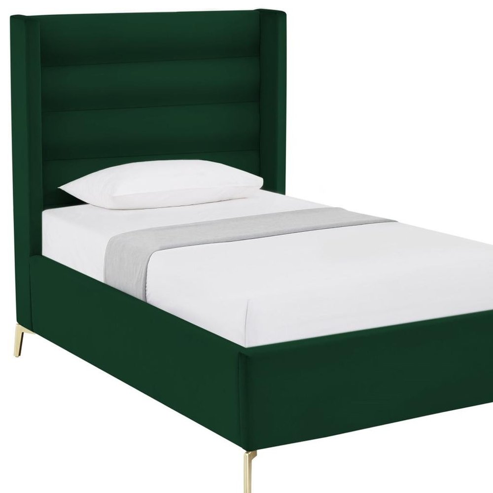 Green Velvet Upholstered King Bed Frame HomeRoots
