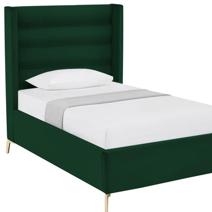 Green Velvet Upholstered King Bed Frame HomeRoots