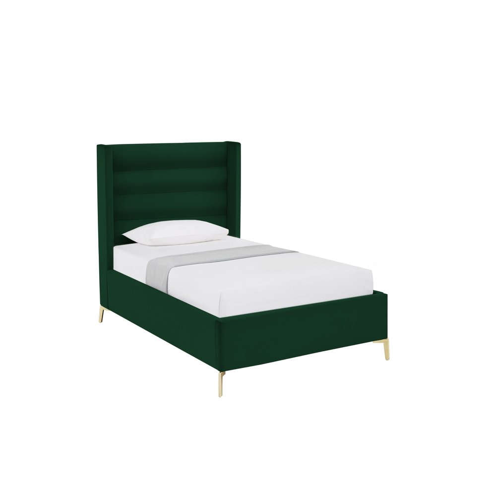 Green Velvet Upholstered King Bed Frame — view 17