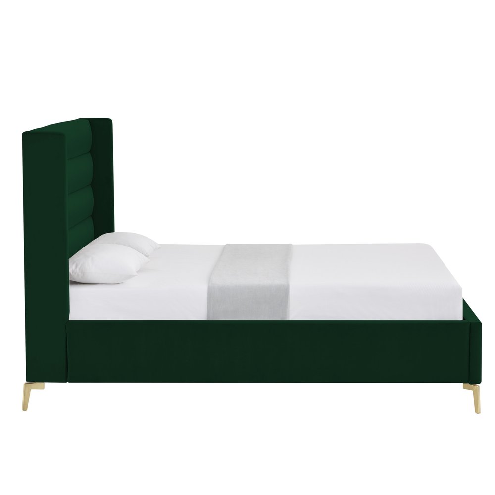 Green Velvet Upholstered King Bed Frame HomeRoots