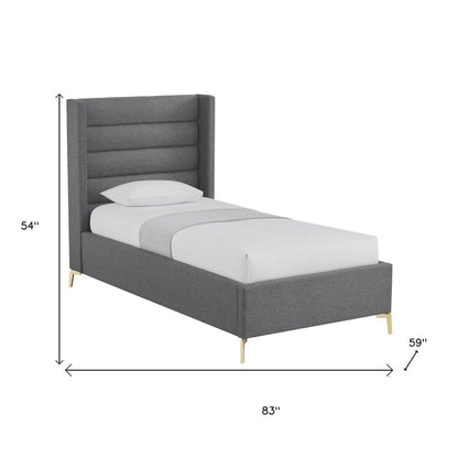 Gray Linen Upholstered King Bed Frame HomeRoots