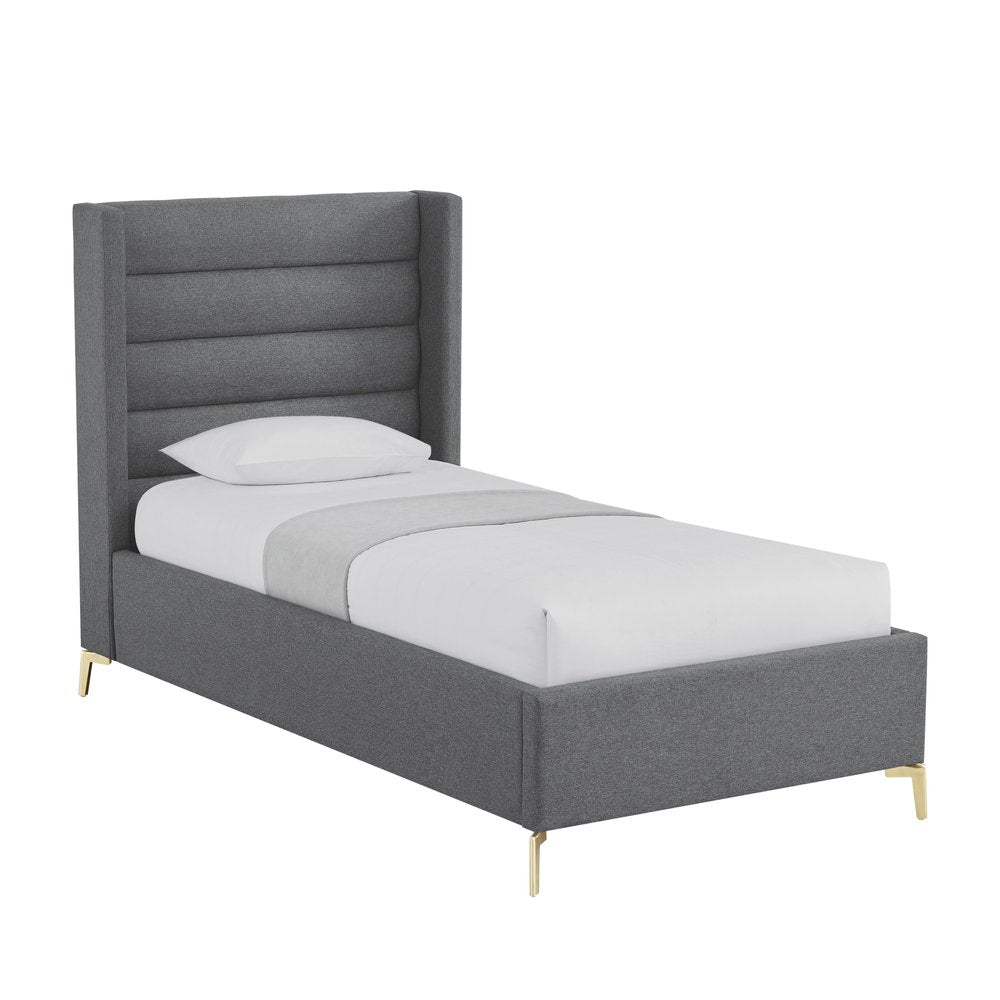 Gray Linen Upholstered King Bed Frame HomeRoots