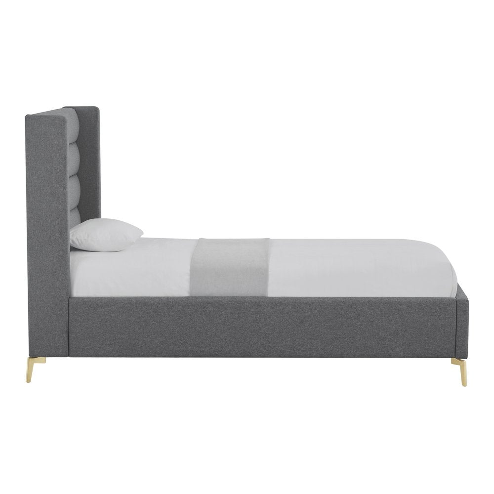 Gray Linen Upholstered King Bed Frame — view 21