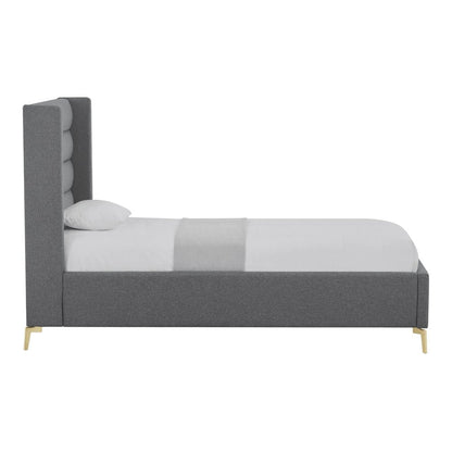 Gray Linen Upholstered King Bed Frame HomeRoots