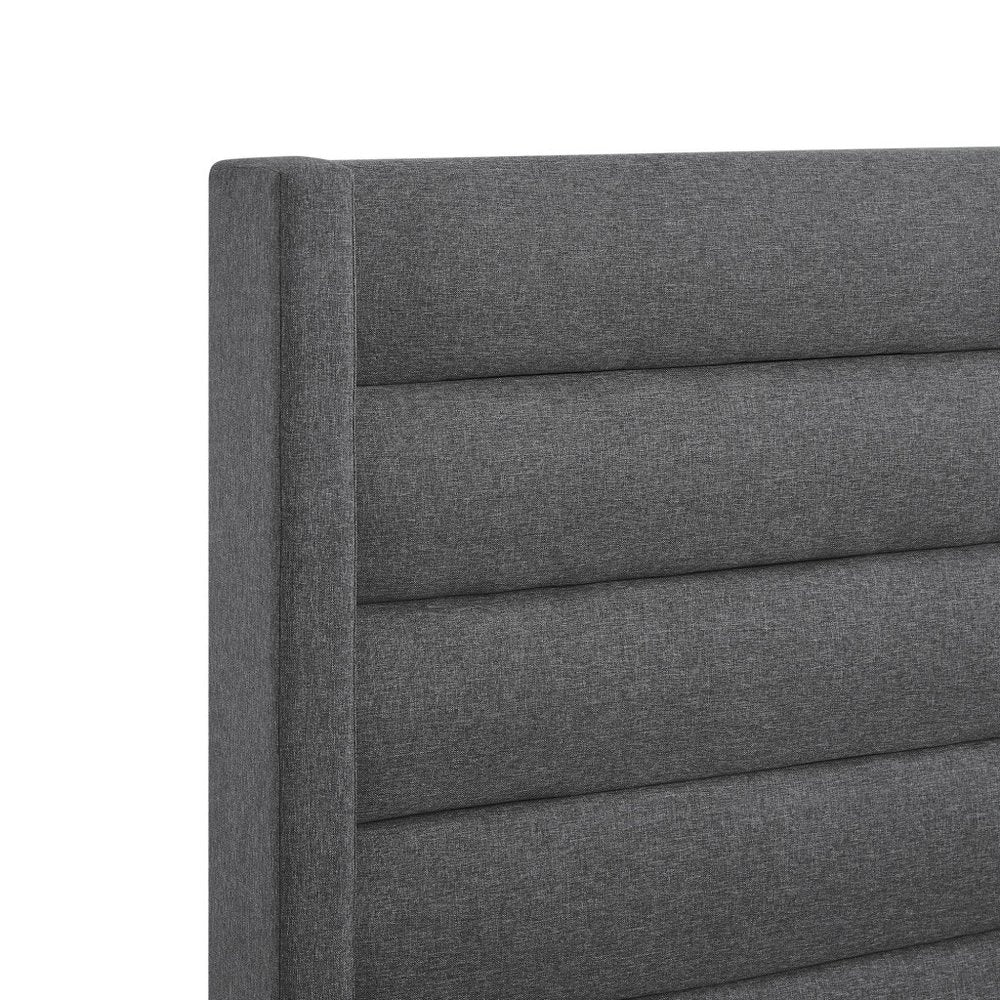 Gray Linen Upholstered King Bed Frame HomeRoots