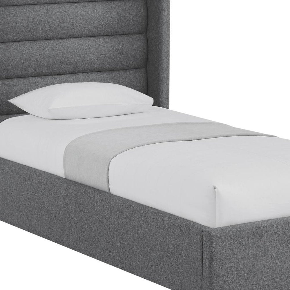 Gray Linen Upholstered King Bed Frame HomeRoots