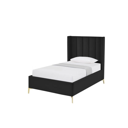 Black Velvet Upholstered Queen Bed Frame HomeRoots