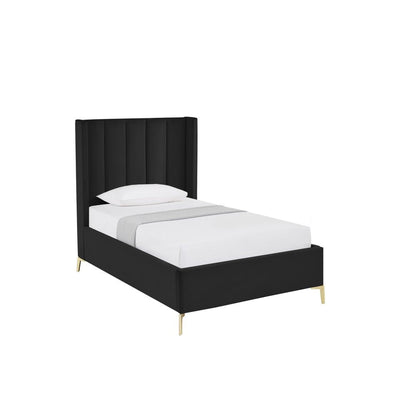 Black Velvet Upholstered Queen Bed Frame HomeRoots