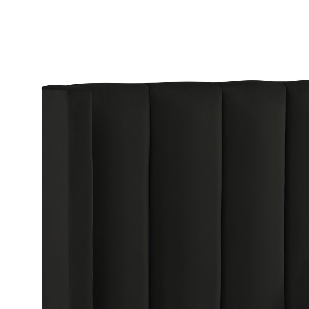 Black Velvet Upholstered Queen Bed Frame HomeRoots