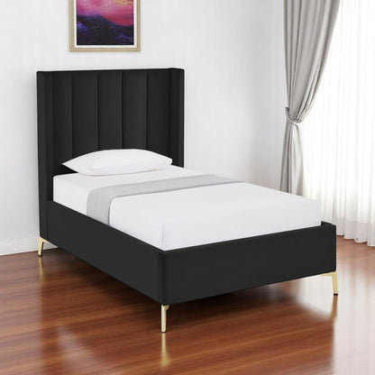 Black Velvet Upholstered Queen Bed Frame HomeRoots