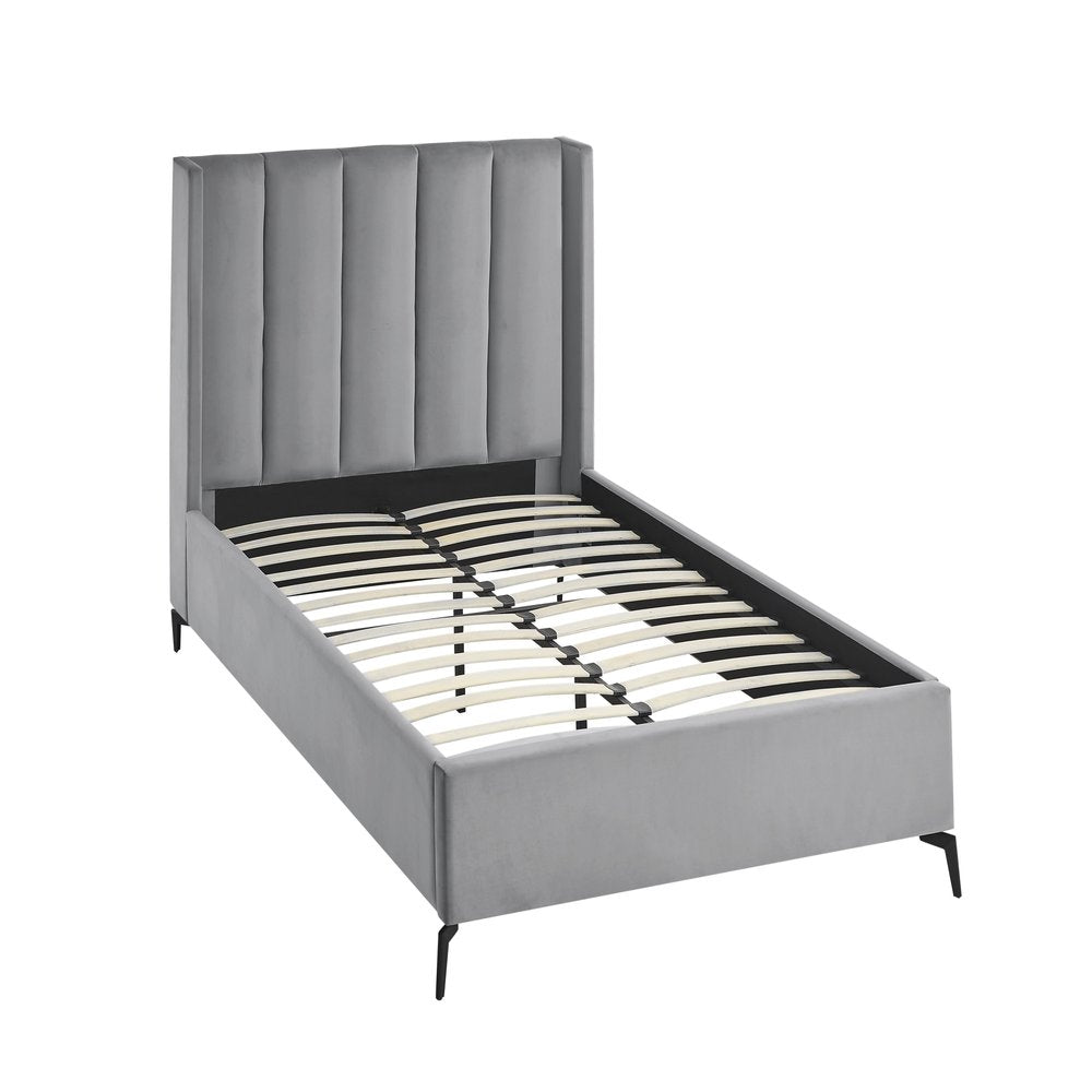 Light Gray Velvet Upholstered Full Bed Frame HomeRoots