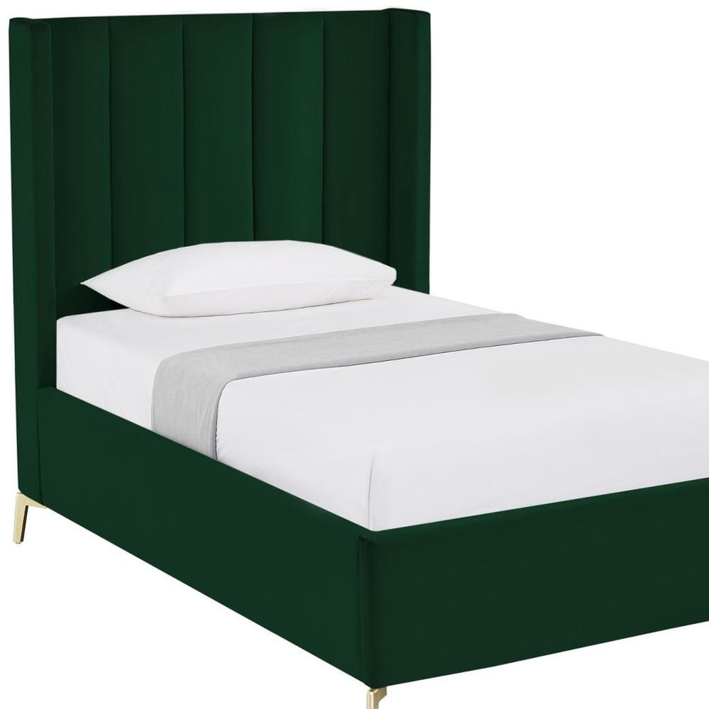 Green Velvet Upholstered Queen Bed Frame HomeRoots