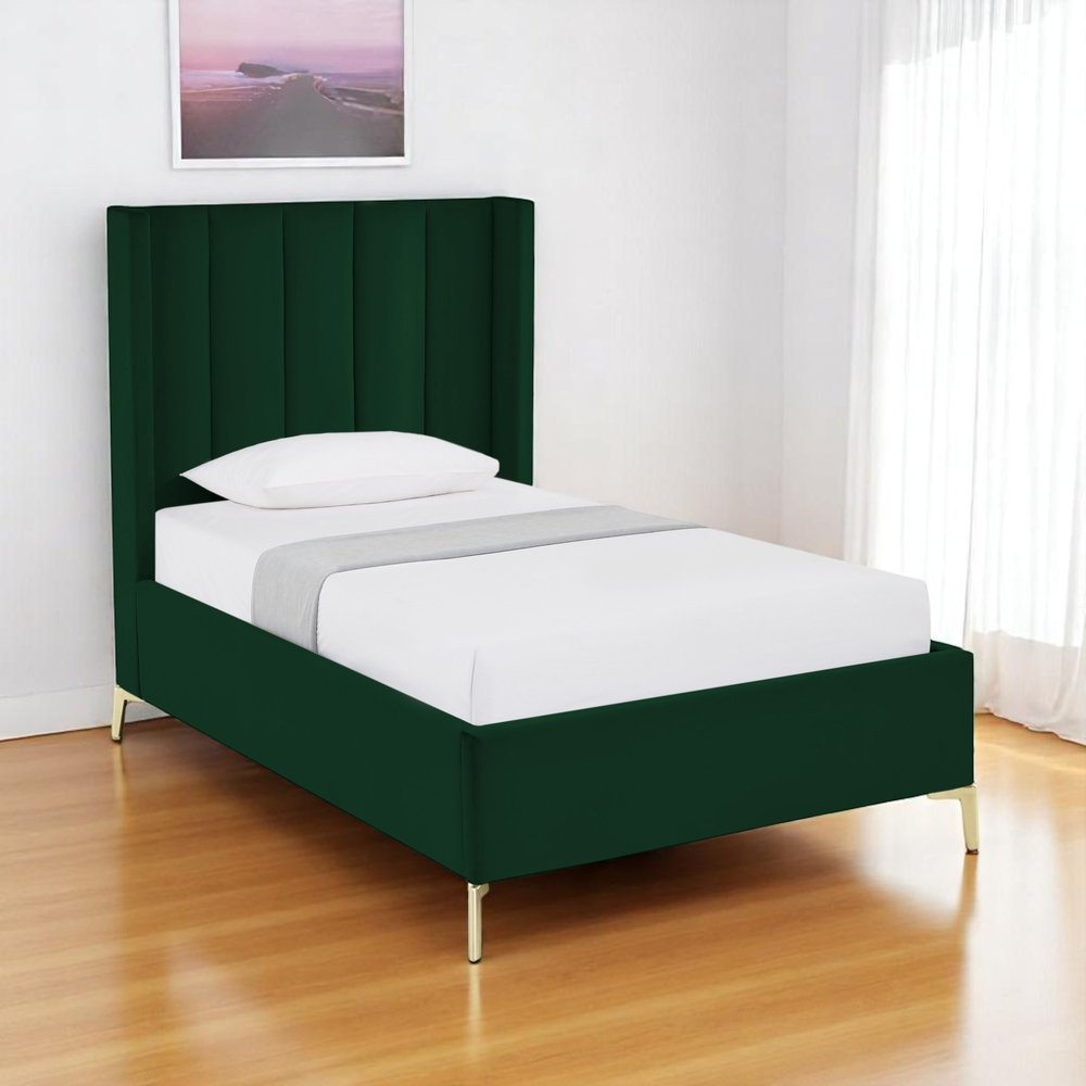 Green Velvet Upholstered Queen Bed Frame HomeRoots