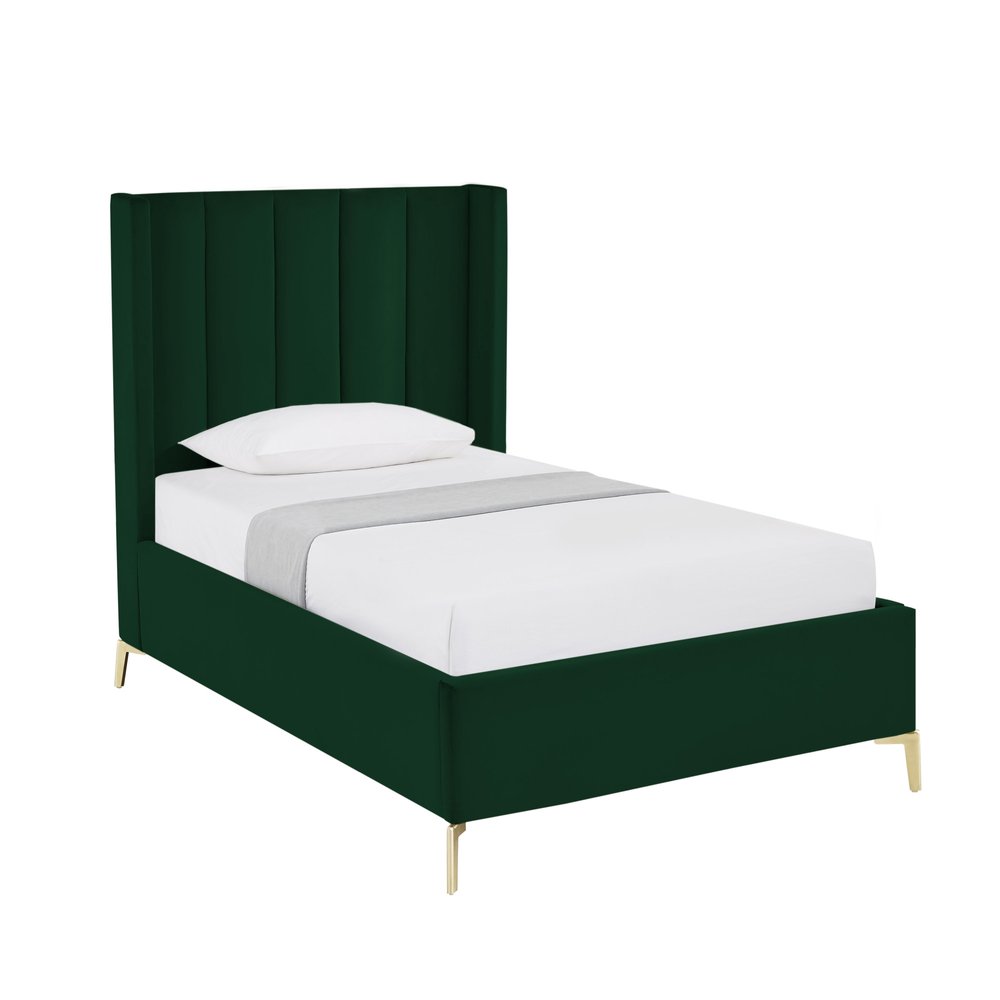 Green Velvet Upholstered Queen Bed Frame HomeRoots