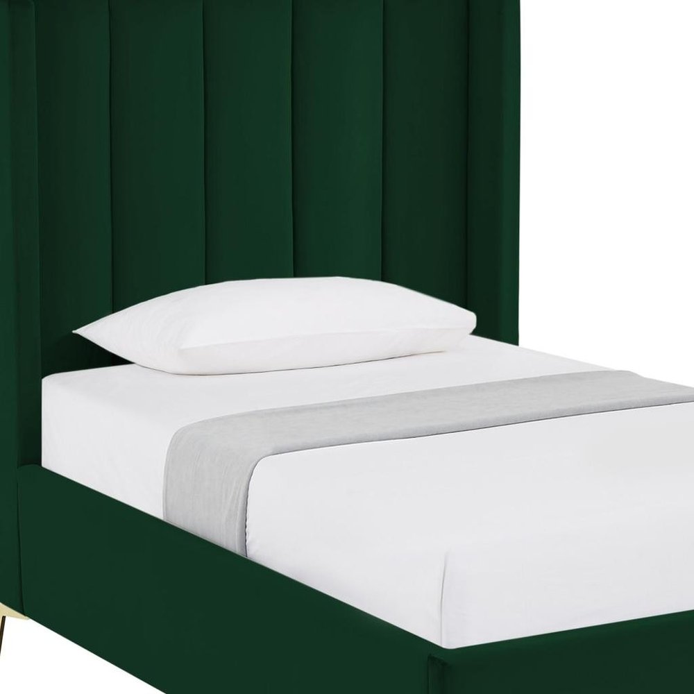 Green Velvet Upholstered Queen Bed Frame HomeRoots