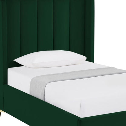Green Velvet Upholstered Queen Bed Frame HomeRoots