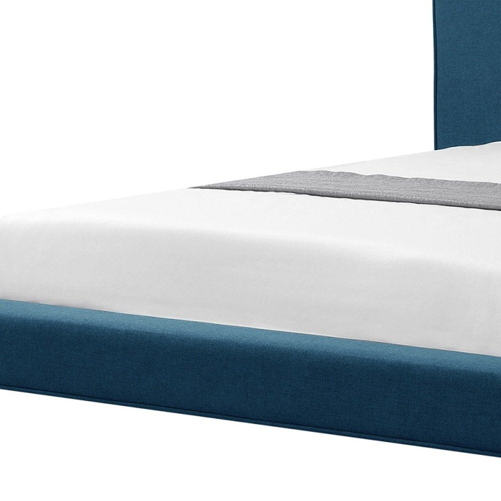 Denim Blue Solid Wood Twin Upholstered Linen Bed HomeRoots