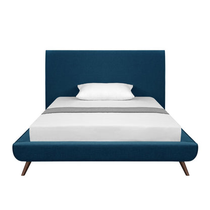 Denim Blue Solid Wood Twin Upholstered Linen Bed HomeRoots