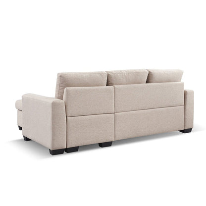 92" Beige Polyester Blend Convertible Futon Sleeper Sofa With Black Legs HomeRoots