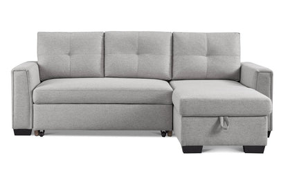 92" Light Gray Polyester Blend Convertible Futon Sleeper Sofa With Black Legs HomeRoots