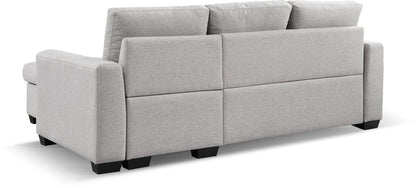 92" Light Gray Polyester Blend Convertible Futon Sleeper Sofa With Black Legs HomeRoots