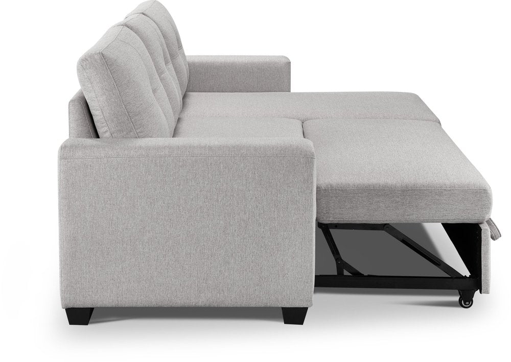 92" Light Gray Polyester Blend Convertible Futon Sleeper Sofa With Black Legs HomeRoots