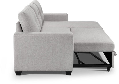 92" Light Gray Polyester Blend Convertible Futon Sleeper Sofa With Black Legs HomeRoots