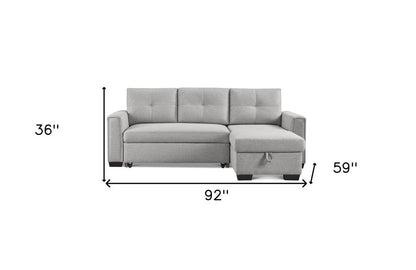 92" Light Gray Polyester Blend Convertible Futon Sleeper Sofa With Black Legs HomeRoots