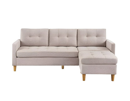 87" Beige Polyester Blend Sofa With Ottoman With Natural Legs HomeRoots