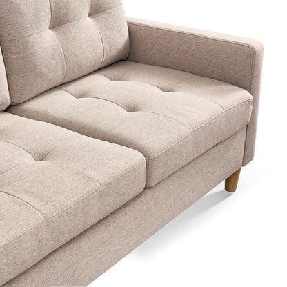 87" Beige Polyester Blend Sofa With Ottoman With Natural Legs HomeRoots