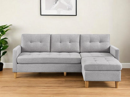 87" Light Gray Polyester Blend Sofa With Ottoman With Natural Legs HomeRoots