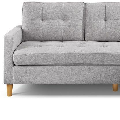 87" Light Gray Polyester Blend Sofa With Ottoman With Natural Legs HomeRoots