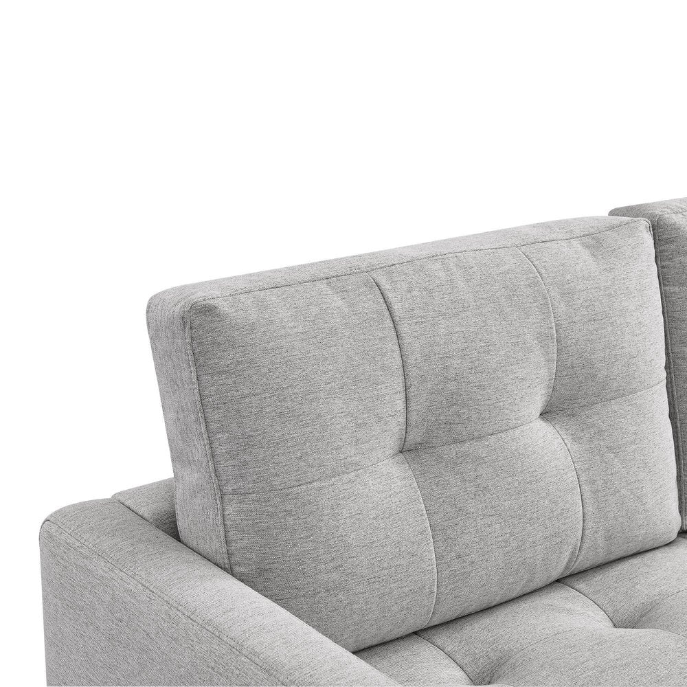 87" Light Gray Polyester Blend Sofa With Ottoman With Natural Legs HomeRoots
