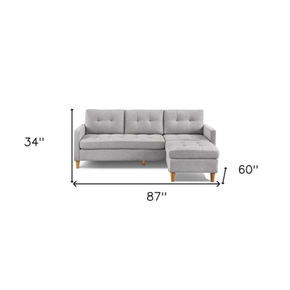 87" Light Gray Polyester Blend Sofa With Ottoman With Natural Legs HomeRoots