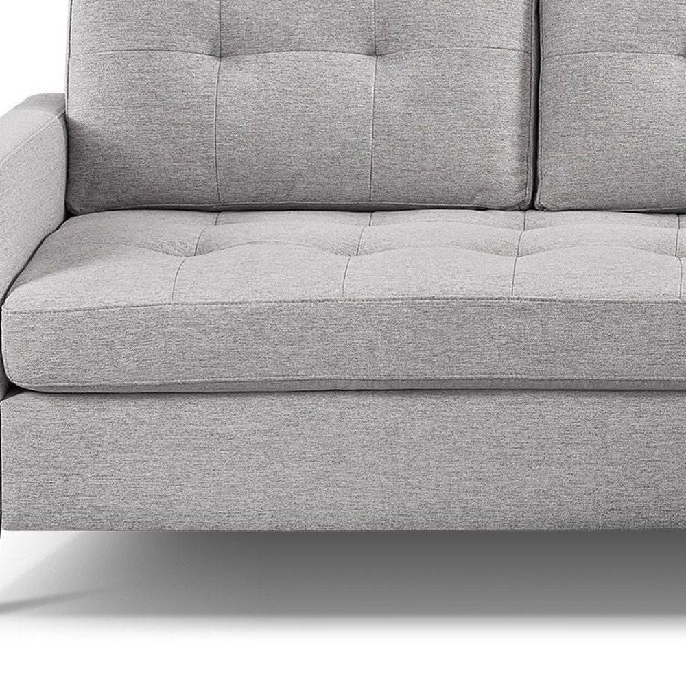 87" Light Gray Polyester Blend Sofa With Ottoman With Natural Legs HomeRoots